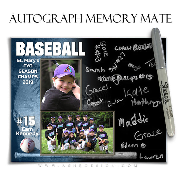Ashe Design Memory Mates - Autograph Baseball