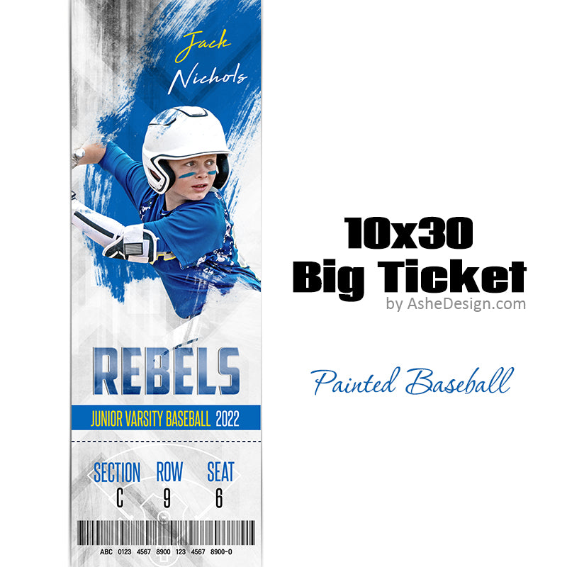 10x30 Big Ticket - Painted Baseball