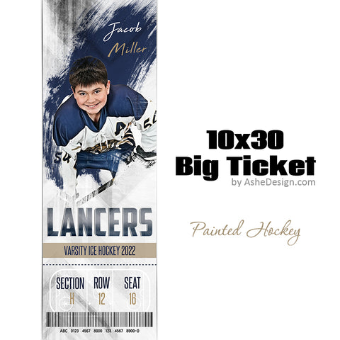 10x30 Big Ticket - Painted Ice Hockey
