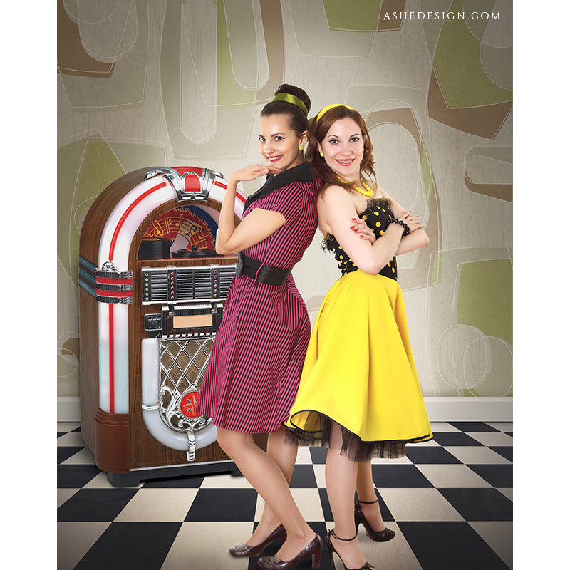 Ashe Design Digital Backdrop - 50s Retro Sock Hop