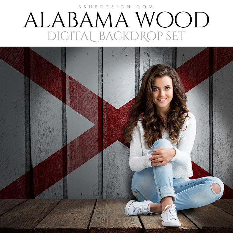 Digital Props - 16x20 Backdrops - Alabama State Flags - Wood