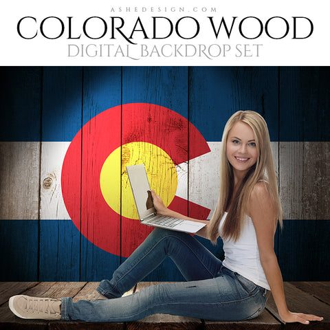 Digital Props - 16x20 Backdrops - Colorado State Flags - Wood
