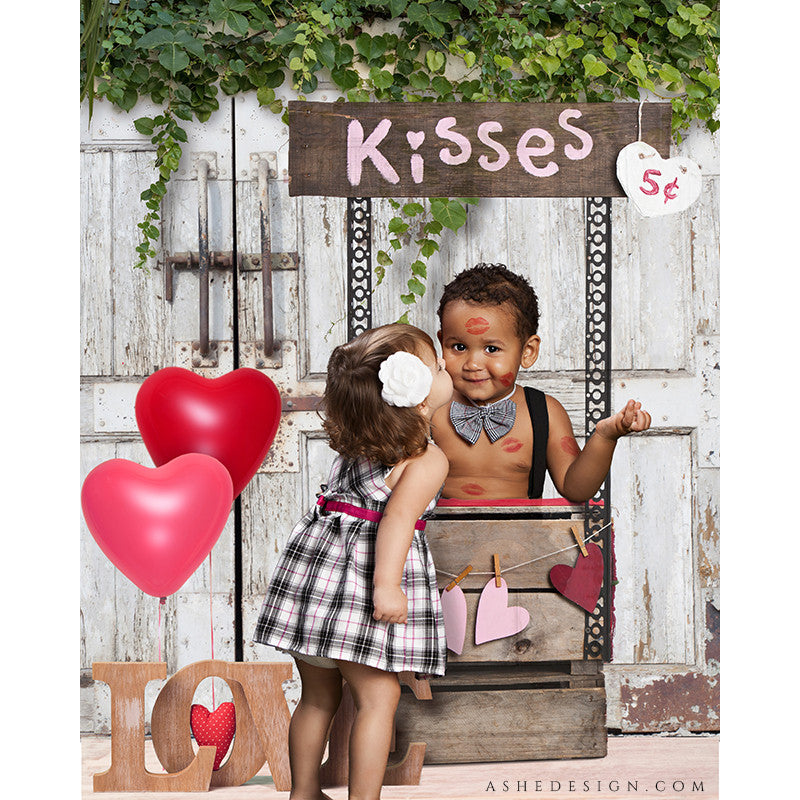 Digital Props 16x20 Backdrop Set - Candy Kisses Kissing Booth