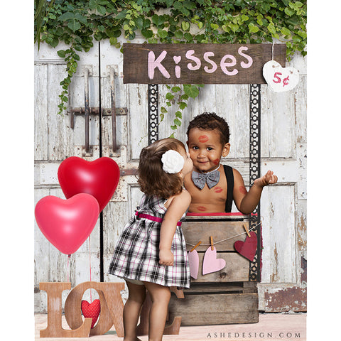 Digital Props 16x20 Backdrop Set - Candy Kisses Kissing Booth