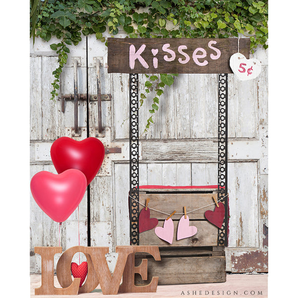Digital Props 16x20 Backdrop Set - Candy Kisses Kissing Booth