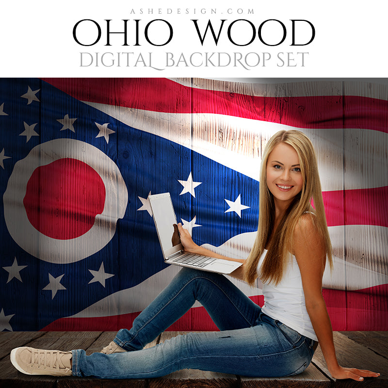 Digital Props - 16x20 Backdrops - Ohio State Flags - Wood