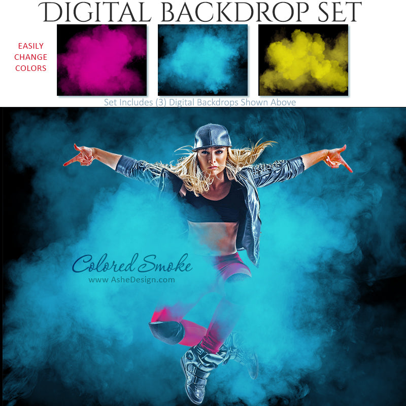Digital Backdrop Set - Colored Smoke