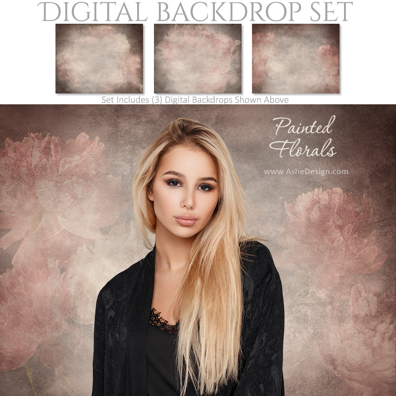 Digital Backdrop Set - Painted Florals