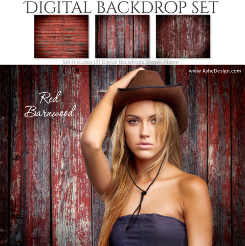 Digital Backdrop Set - Red Barnwood