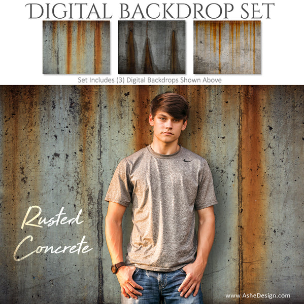 Ashe Design 16x20 Digital Backdrop Set - Rusted Concrete AFTER
