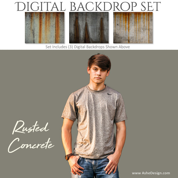 Ashe Design 16x20 Digital Backdrop Set - Rusted Concrete BEFORE