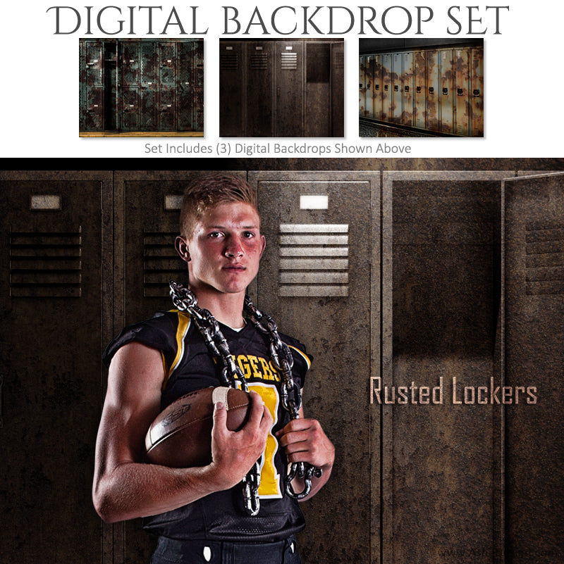 Ashe Design 16x20 Digital Backdrop Set - Rusted Lockers AFTER