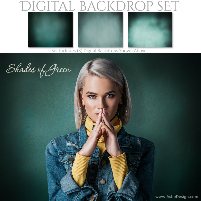 Digital Backdrop Set - Shades of Green