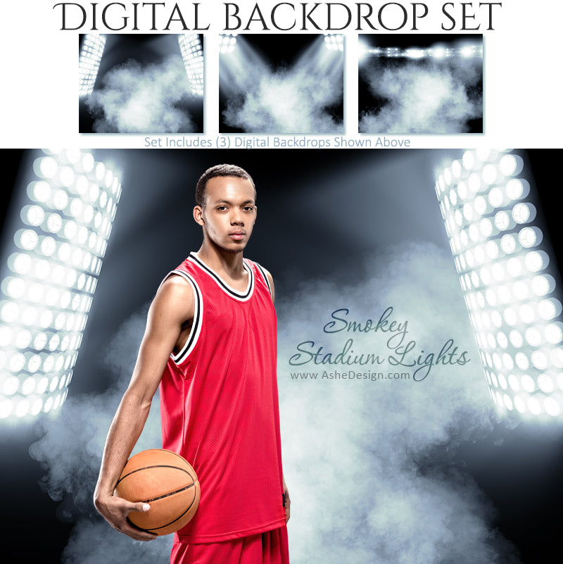 Digital Backdrop Set - Smokey Stadium Lights