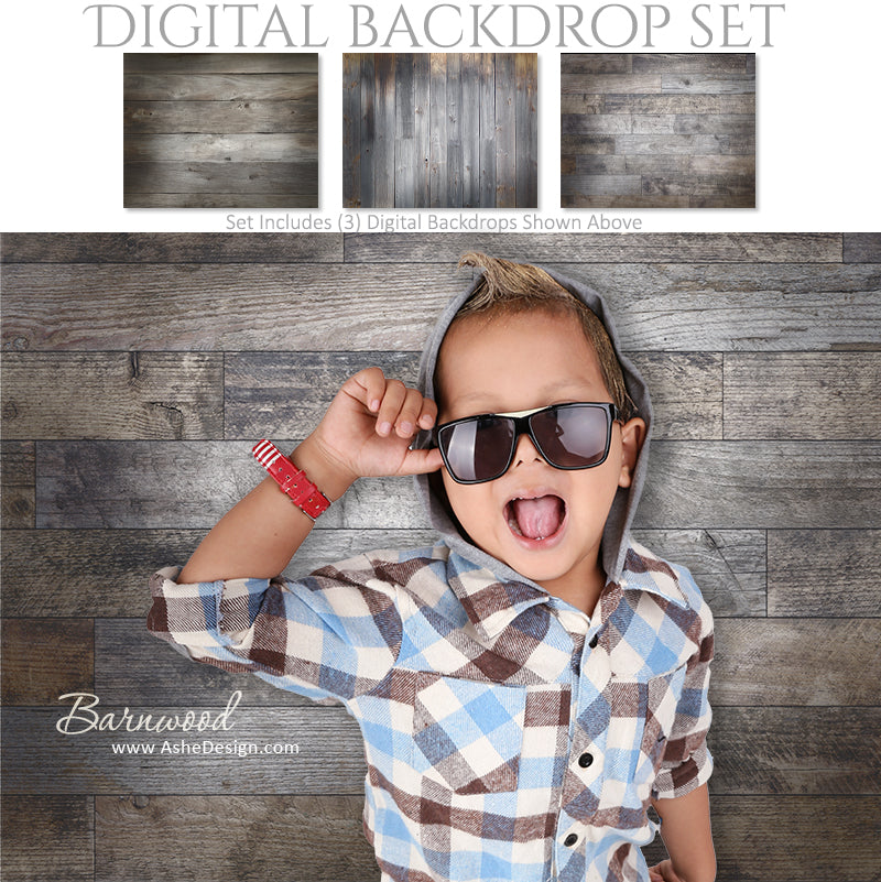 Digital Backdrop Set - Weathered Barnwood