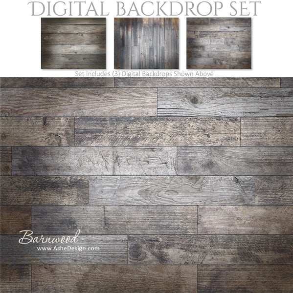 Digital Backdrop Set - Weathered Barnwood