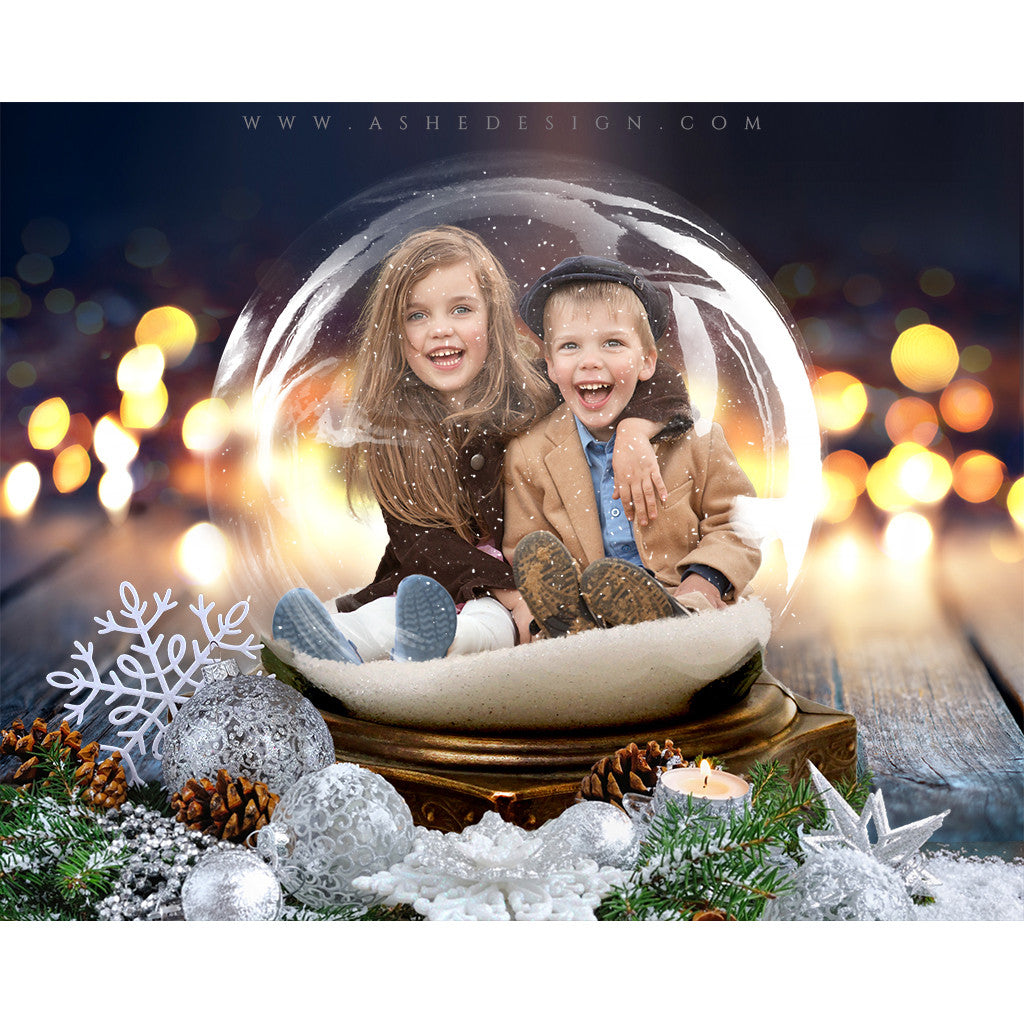 Digital Props 8x10 Backdrop Set - Twinkling Snow Globe