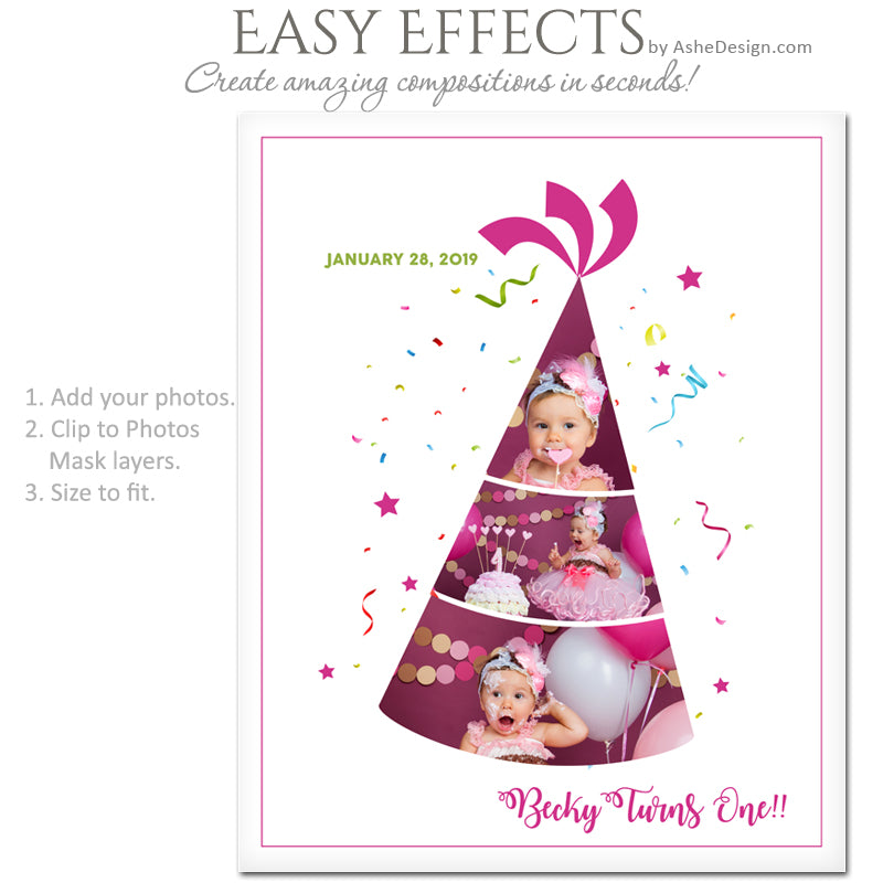 Ashe Design Easy Effects - Party Hat Collage