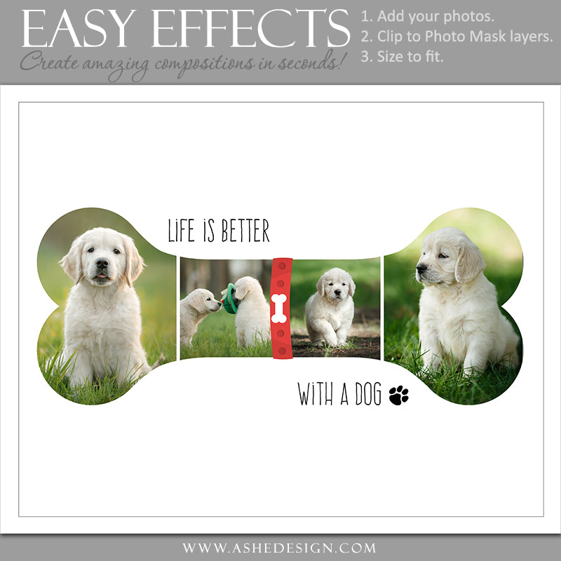 Ashe Design 8x10 - 16x20 Dog Bone Collage Photoshop Template