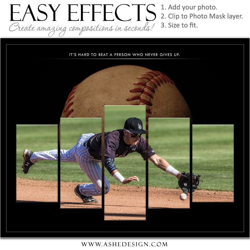Ashe Design 16x20 Easy Effects - In The Shadows - Baseball