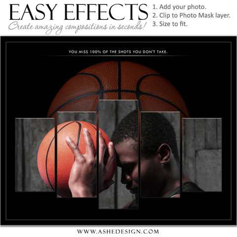 Ashe Design 16x20 Easy Effects - In The Shadows - Basketball