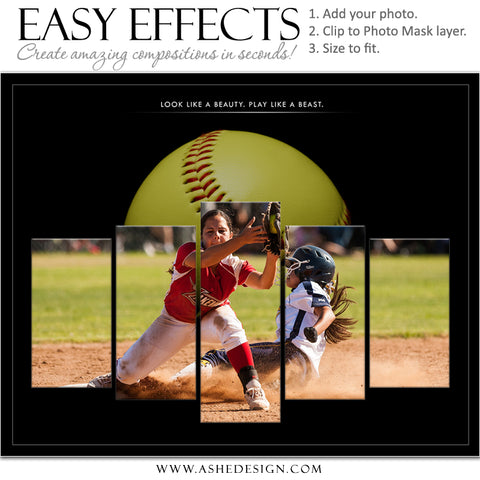 Ashe Design 16x20 Easy Effects - In The Shadows Softball