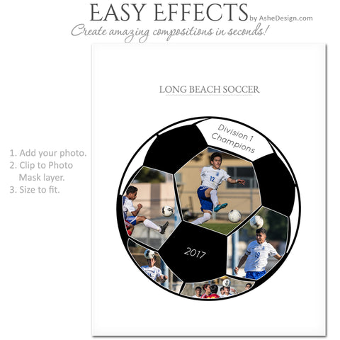 Ashe Design 16x20 Easy Effects - Sports Segment Soccer