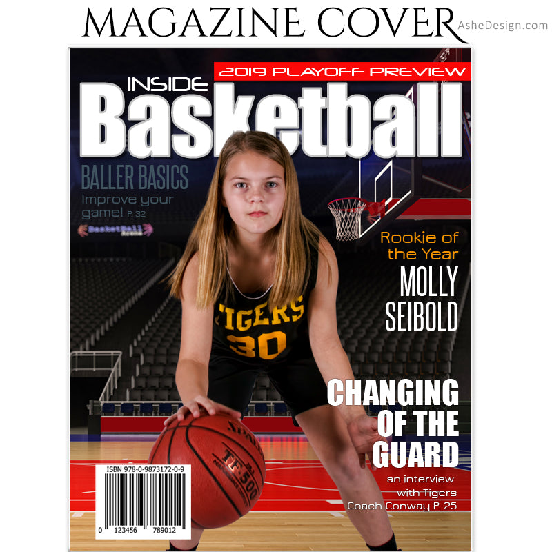 Ashe Design 8x10 Basketball Magazine Cover Photoshop Template AFTER