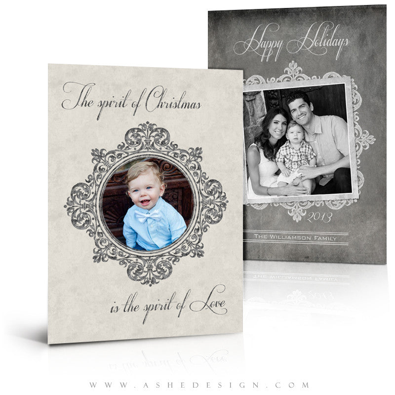 5x7 Flat Christmas Card - Chalkboard Parchment