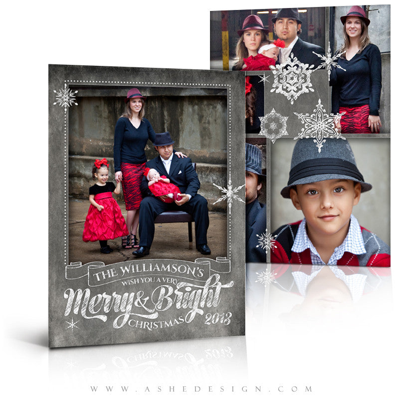 5x7 Flat Christmas Card - Chalkboard Merry & Bright