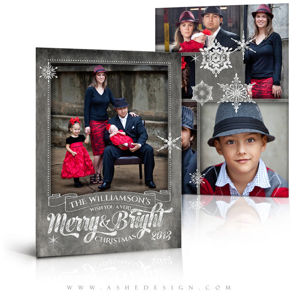 5x7 Flat Christmas Card - Chalkboard Merry & Bright