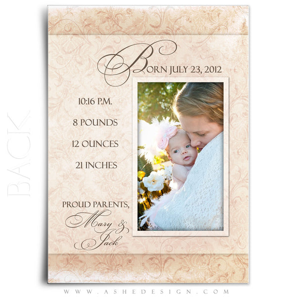 Flat Birth Announcement Templates | Amber Marie back