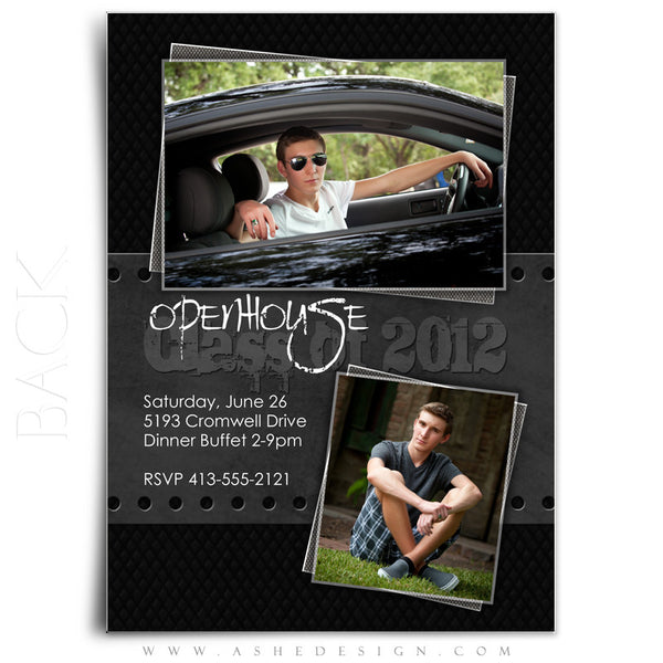 5x7 Flat Graduation Card - Black Leather