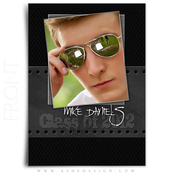 5x7 Flat Graduation Card - Black Leather