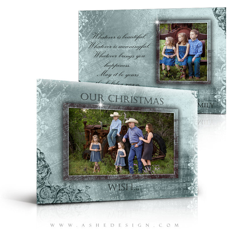 5x7 Flat Christmas Card - Blue Christmas