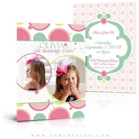 5x7 Flat Card Birthday Invitation - Bubble Gum Pink