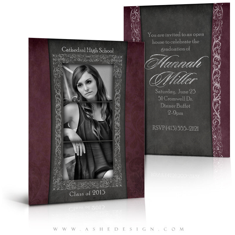 5x7 Flat Graduation Card - Chalkboard Senior Girl