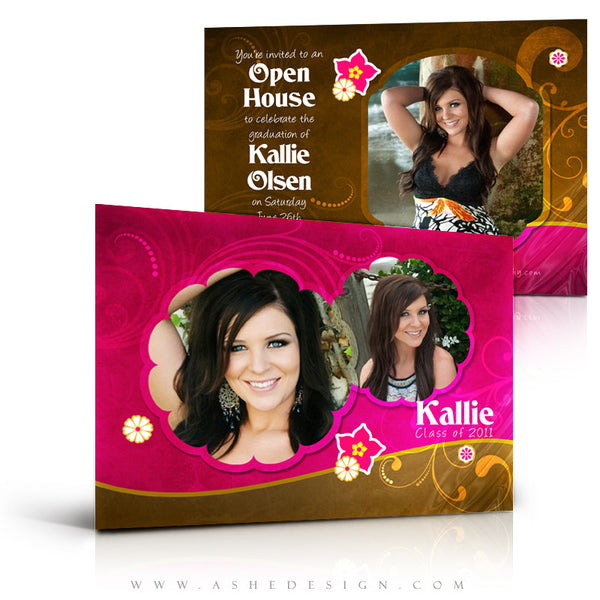 5x7 Flat Graduation Card - Chocolate Raspberry Swirl