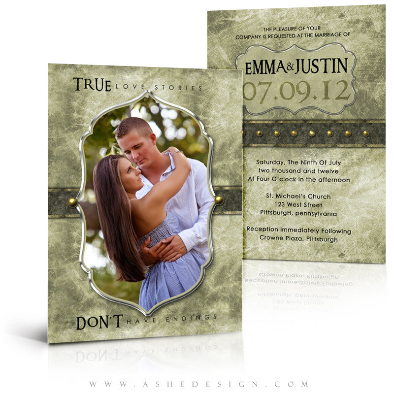 Wedding Invitation 5x7 Flat | Elegant Brushed Grunge