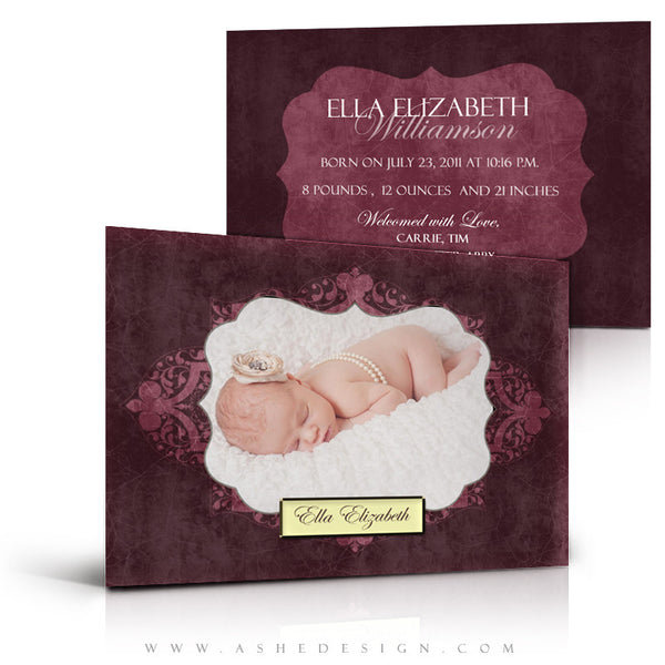 5x7 Flat Birth Announcement - Ella Elizabeth