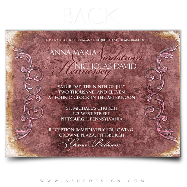 5x7 Flat Wedding Invitation - Engraved Elegance