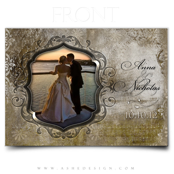 5x7 Flat Wedding Invitation - Engraved Elegance