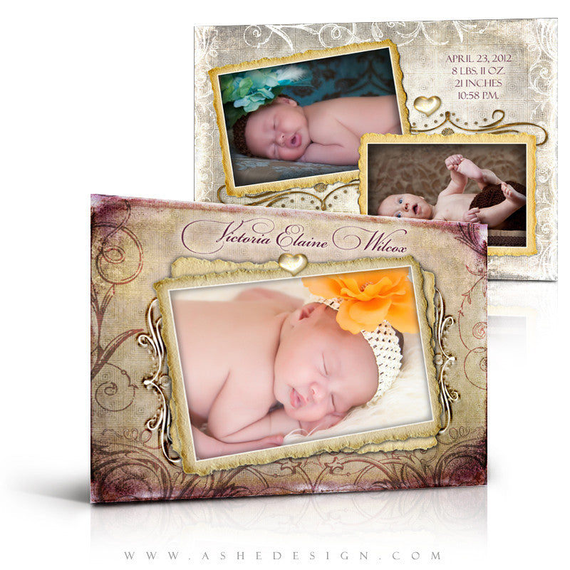 5x7 Flat Birth Announcement - Fleur De Lis