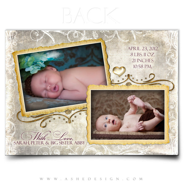 5x7 Flat Birth Announcement - Fleur De Lis