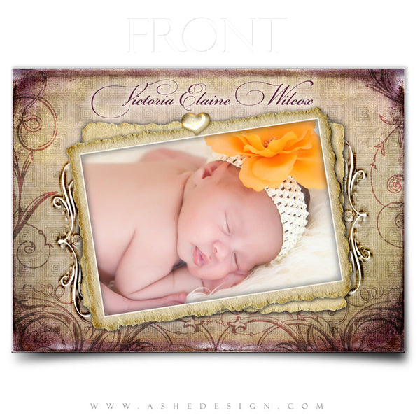 5x7 Flat Birth Announcement - Fleur De Lis