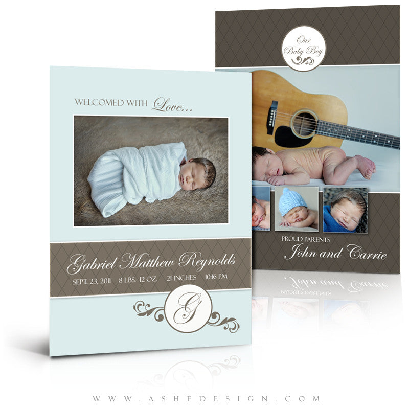 5x7 Flat Birth Announcement - Gabriel Matthew