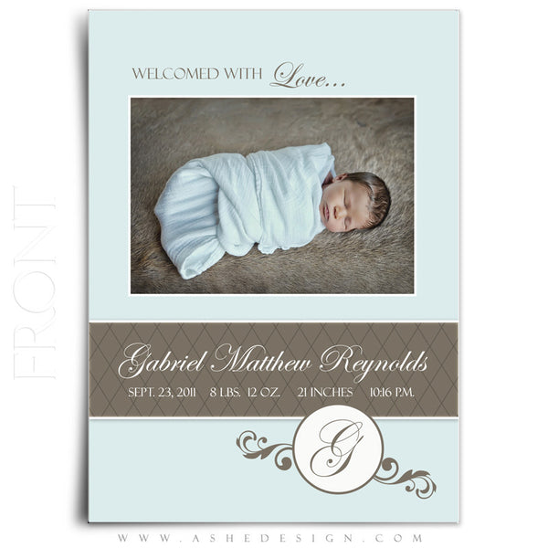5x7 Flat Birth Announcement - Gabriel Matthew