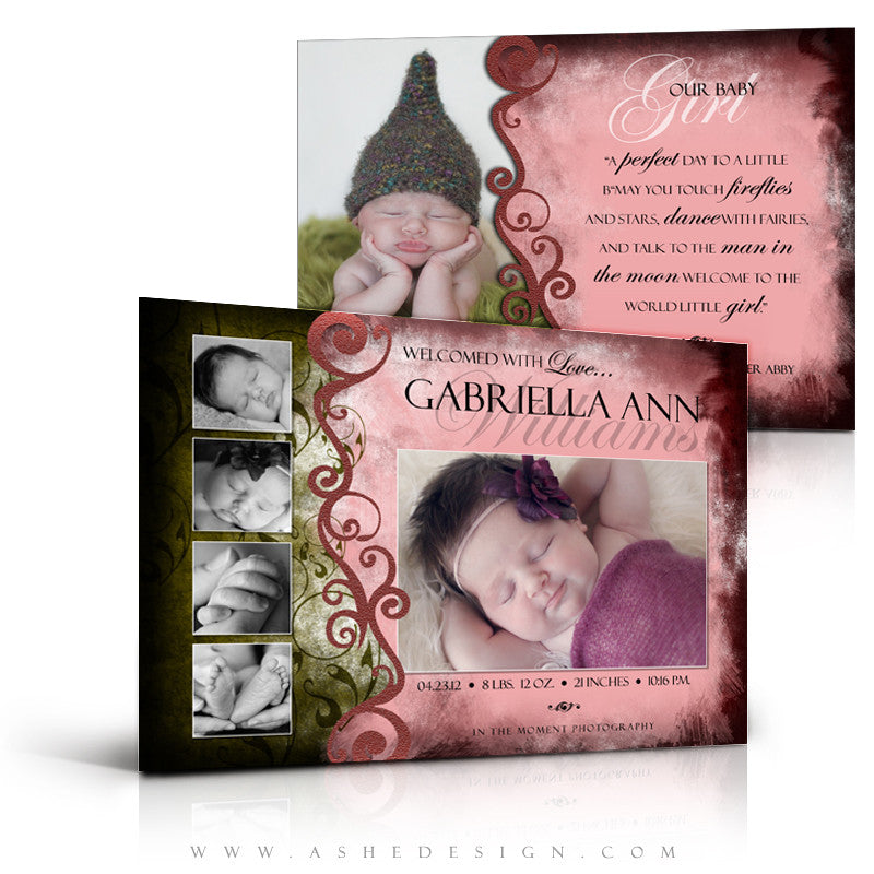 5x7 Flat Birth Announcement - Gabriella Ann