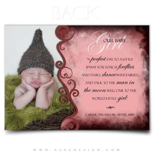 5x7 Flat Birth Announcement - Gabriella Ann