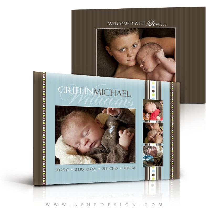 5x7 Flat Birth Announcement - Griffin Michael